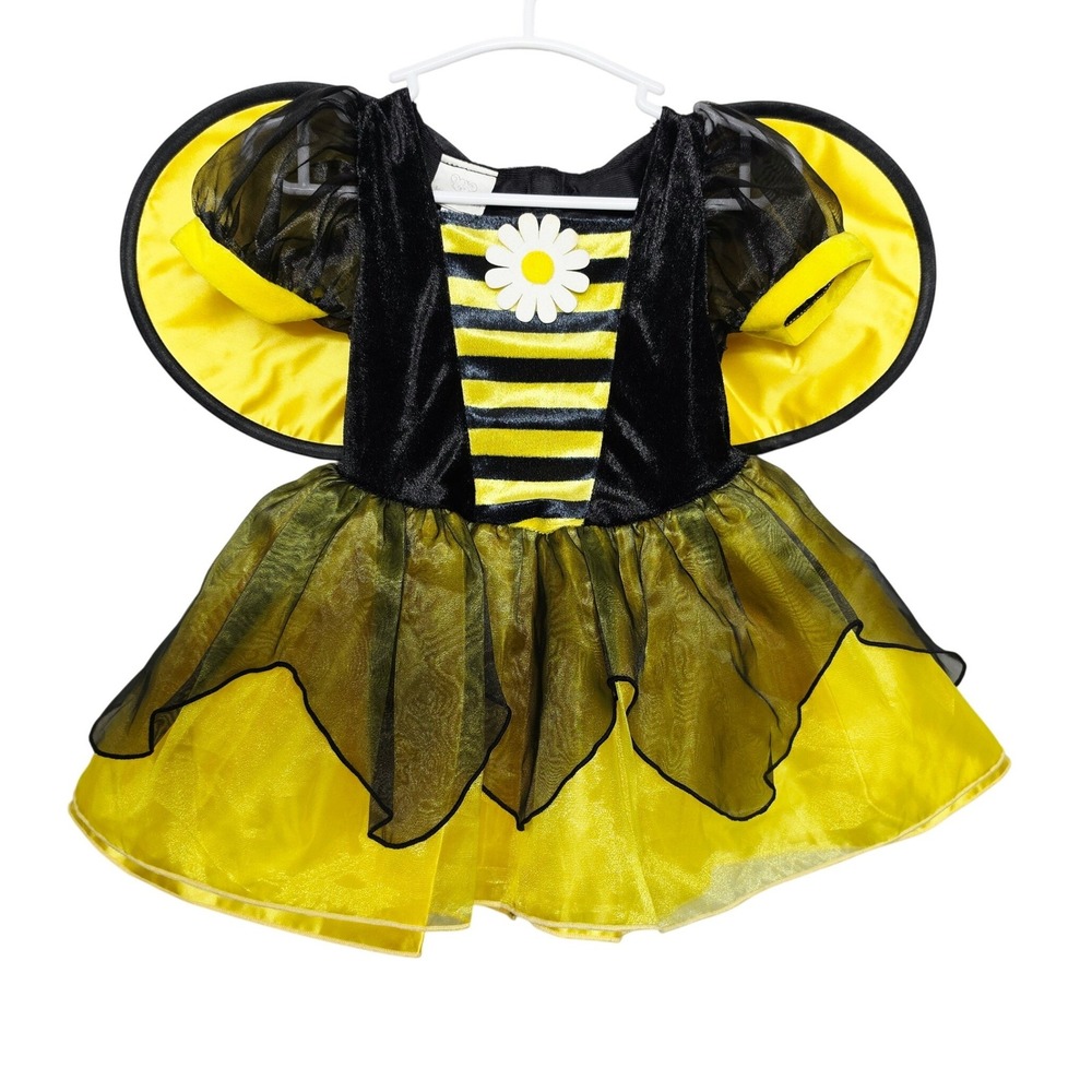 Koala Kids Costume Dress Kids 9/12M Yellow Bumble Bee Wings Daisy Velvet